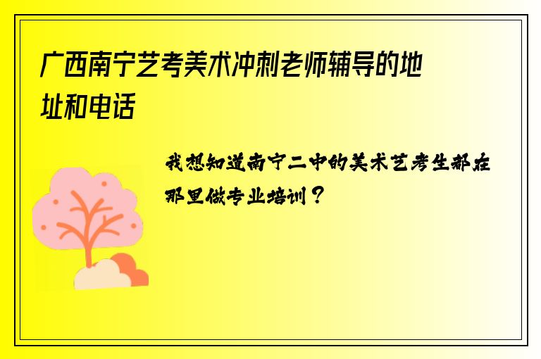 廣西南寧藝考美術沖刺老師輔導的地址和電話