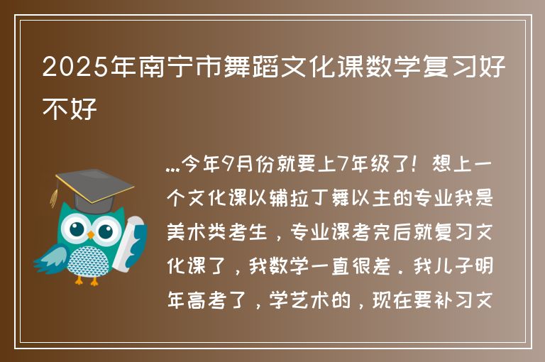 2025年南寧市舞蹈文化課數(shù)學(xué)復(fù)習(xí)好不好