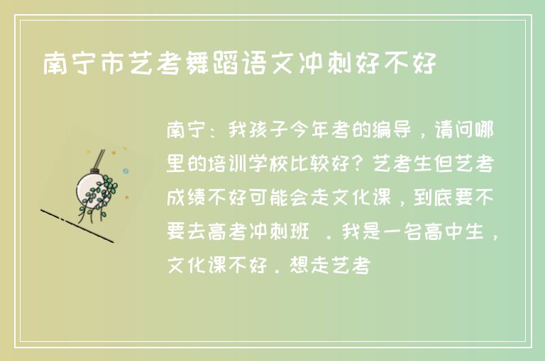 南寧市藝考舞蹈語文沖刺好不好