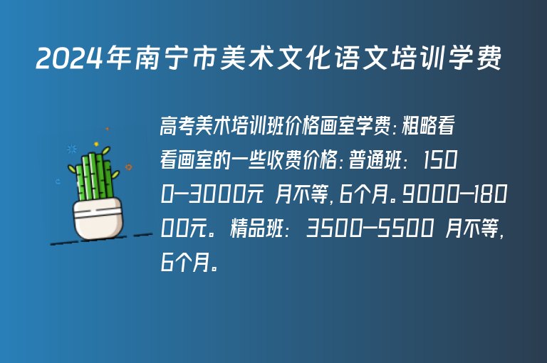 2024年南寧市美術(shù)文化語文培訓(xùn)學(xué)費