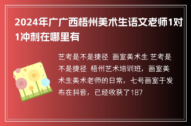 2024年廣廣西梧州美術生語文老師1對1沖刺在哪里有