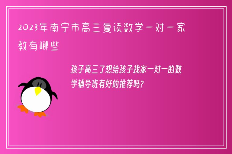 2023年南寧市高三復讀數(shù)學一對一家教有哪些