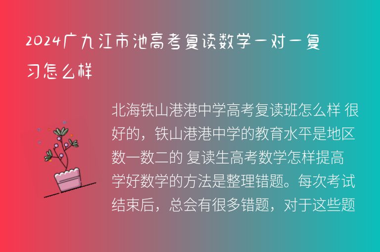 2024廣九江市池高考復(fù)讀數(shù)學(xué)一對一復(fù)習(xí)怎么樣