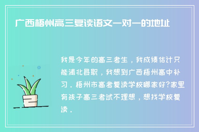 廣西梧州高三復讀語文一對一的地址