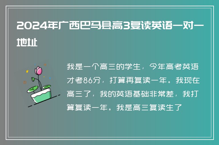 2024年廣西巴馬縣高3復(fù)讀英語一對一地址