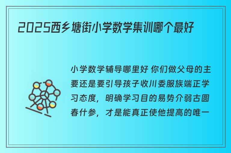 2025西鄉(xiāng)塘街小學數學集訓哪個最好