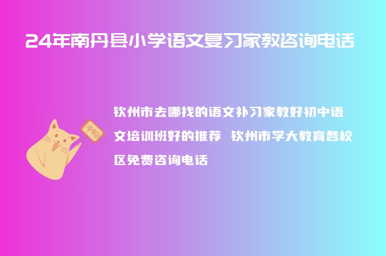 24年南丹縣小學(xué)語(yǔ)文復(fù)習(xí)家教咨詢電話