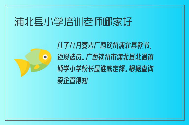 浦北縣小學培訓老師哪家好