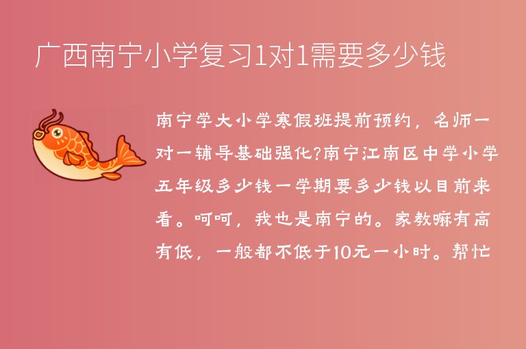 廣西南寧小學(xué)復(fù)習(xí)1對1需要多少錢