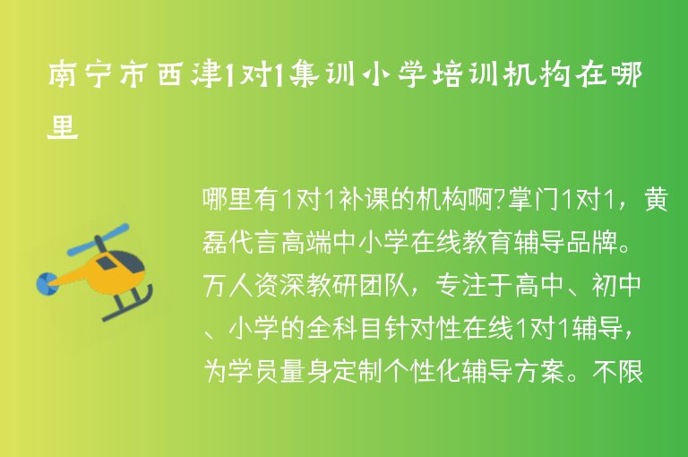 南寧市西津1對1集訓(xùn)小學(xué)培訓(xùn)機(jī)構(gòu)在哪里