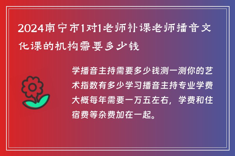 2024南寧市1對1老師補(bǔ)課老師播音文化課的機(jī)構(gòu)需要多少錢