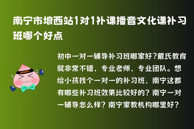 南寧市埌西站1對(duì)1補(bǔ)課播音文化課補(bǔ)習(xí)班哪個(gè)好點(diǎn)