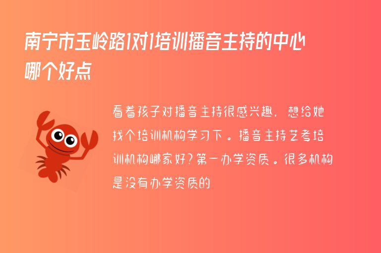 南寧市玉嶺路1對1培訓(xùn)播音主持的中心哪個好點