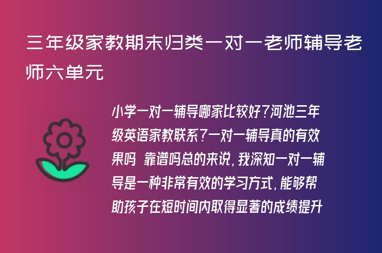 三年級家教期末歸類一對一老師輔導老師六單元