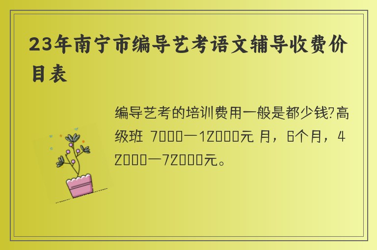 23年南寧市編導(dǎo)藝考語(yǔ)文輔導(dǎo)收費(fèi)價(jià)目表