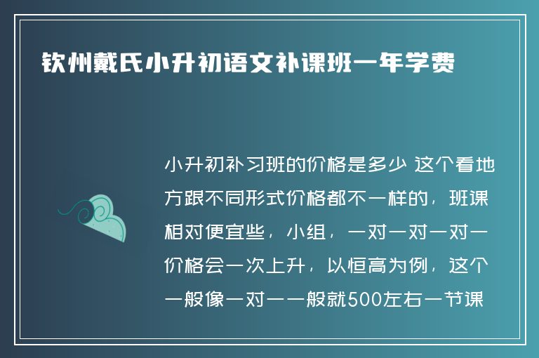 欽州戴氏小升初語文補課班一年學(xué)費