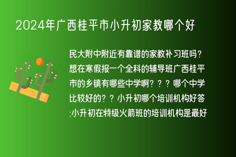 2024年廣西桂平市小升初家教哪個好