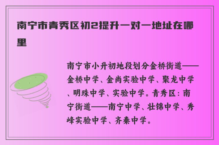 南寧市青秀區(qū)初2提升一對一地址在哪里