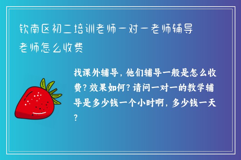 欽南區(qū)初二培訓(xùn)老師一對(duì)一老師輔導(dǎo)老師怎么收費(fèi)