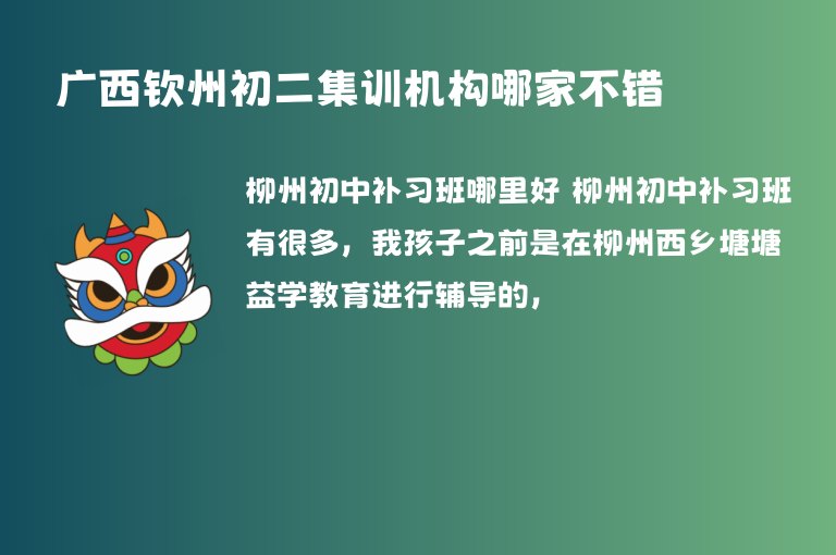 廣西欽州初二集訓(xùn)機構(gòu)哪家不錯