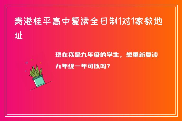 貴港桂平高中復(fù)讀全日制1對1家教地址