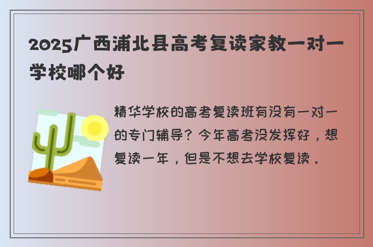 2025廣西浦北縣高考復讀家教一對一學校哪個好