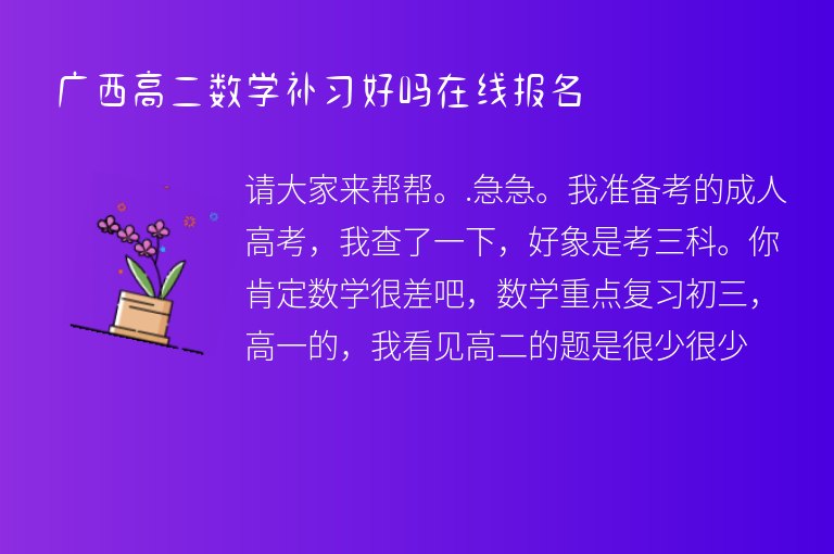 廣西高二數(shù)學補習好嗎在線報名