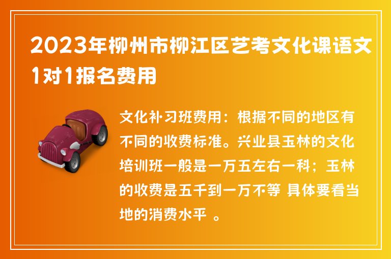 2023年柳州市柳江區(qū)藝考文化課語文1對1報名費用