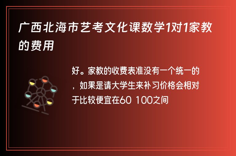 廣西北海市藝考文化課數(shù)學1對1家教的費用