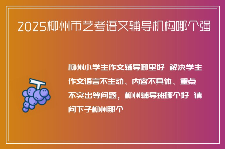 2025柳州市藝考語文輔導機構(gòu)哪個強