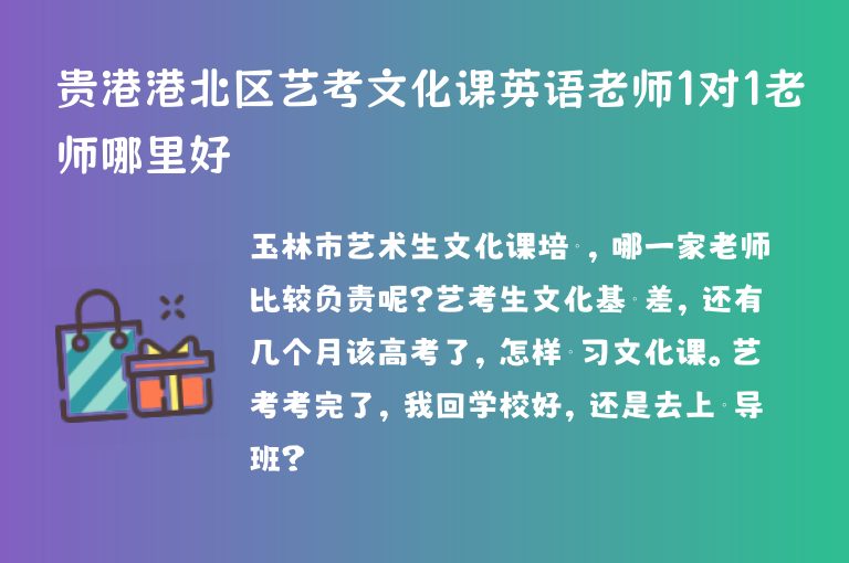 貴港港北區(qū)藝考文化課英語老師1對1老師哪里好