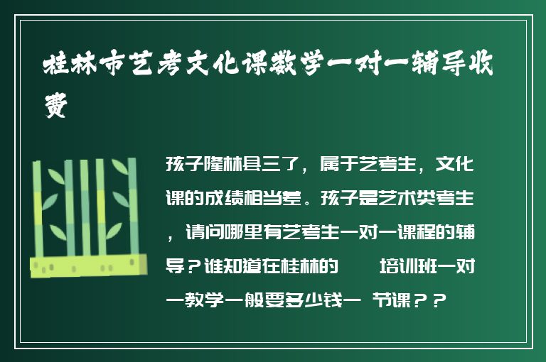 桂林市藝考文化課數學一對一輔導收費