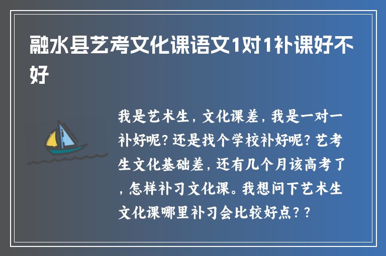 融水縣藝考文化課語文1對1補(bǔ)課好不好