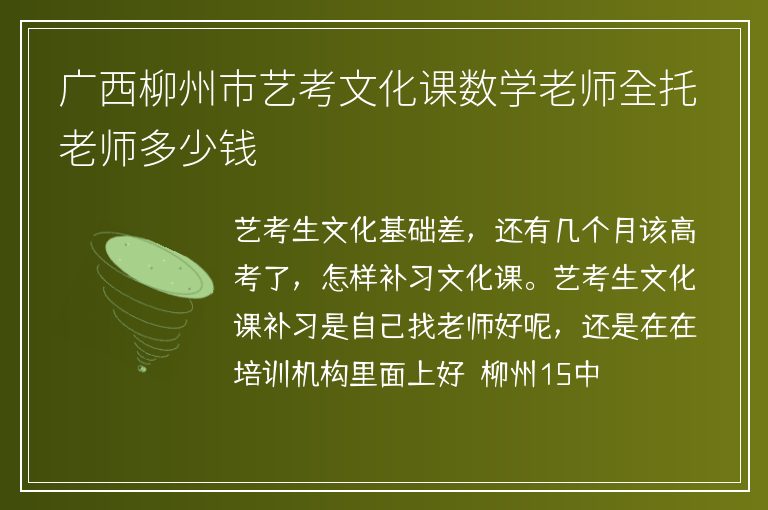 廣西柳州市藝考文化課數學老師全托老師多少錢