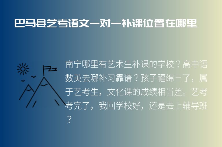 巴馬縣藝考語文一對一補課位置在哪里