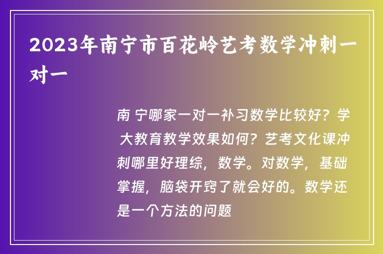 2023年南寧市百花嶺藝考數(shù)學沖刺一對一