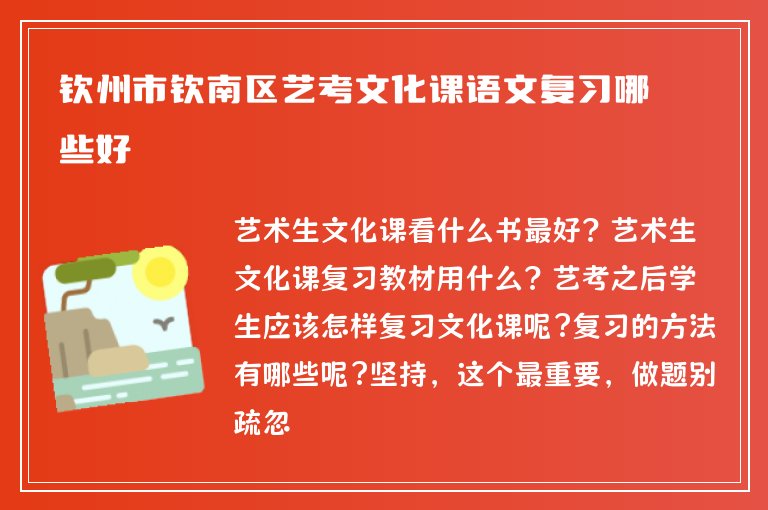 欽州市欽南區(qū)藝考文化課語文復(fù)習(xí)哪些好