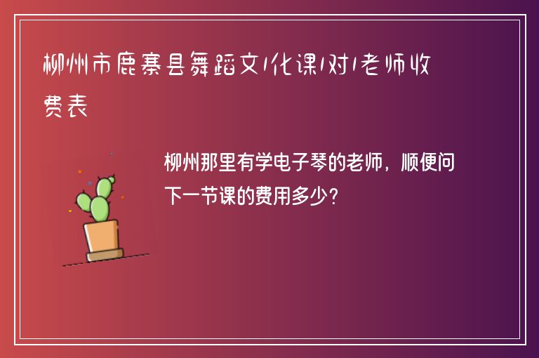 柳州市鹿寨縣舞蹈文1化課1對1老師收費(fèi)表