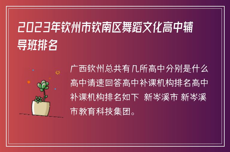 2023年欽州市欽南區(qū)舞蹈文化高中輔導(dǎo)班排名