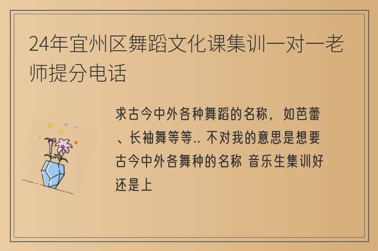 24年宜州區(qū)舞蹈文化課集訓(xùn)一對一老師提分電話