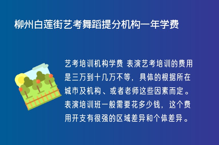 柳州白蓮街藝考舞蹈提分機構一年學費