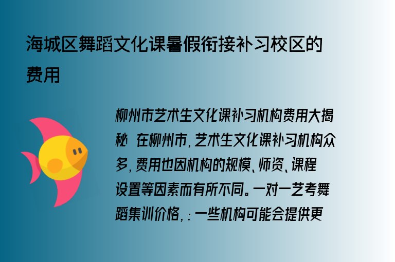 海城區(qū)舞蹈文化課暑假銜接補(bǔ)習(xí)校區(qū)的費(fèi)用