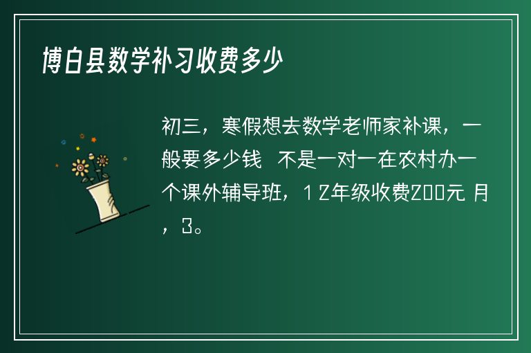 博白縣數(shù)學(xué)補(bǔ)習(xí)收費多少