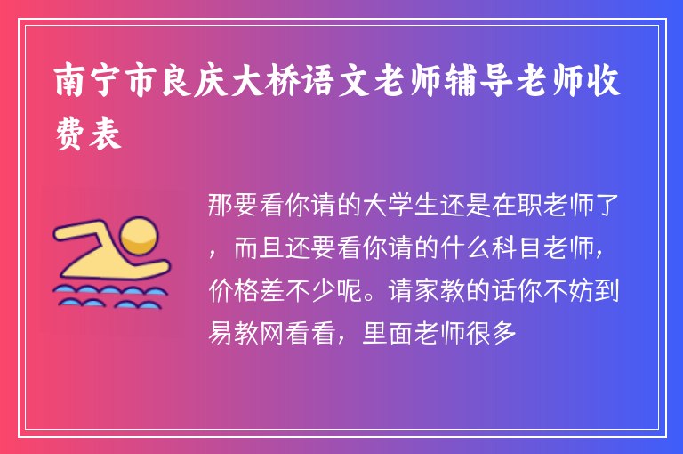 南寧市良慶大橋語文老師輔導(dǎo)老師收費(fèi)表