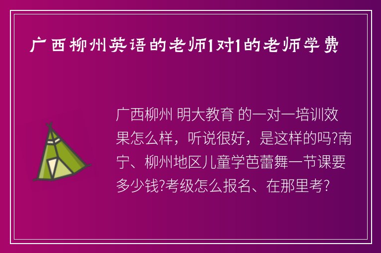 廣西柳州英語的老師1對1的老師學(xué)費