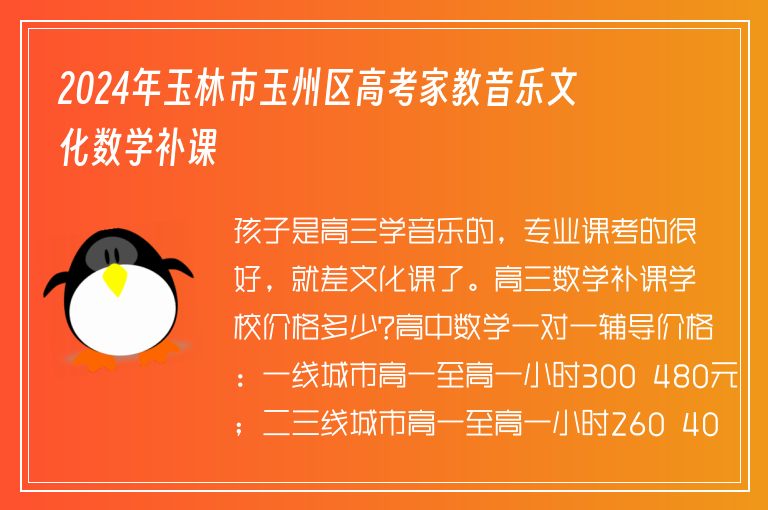 2024年玉林市玉州區(qū)高考家教音樂文化數(shù)學(xué)補(bǔ)課