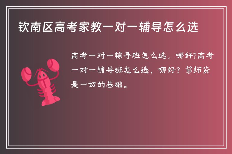 欽南區(qū)高考家教一對一輔導(dǎo)怎么選