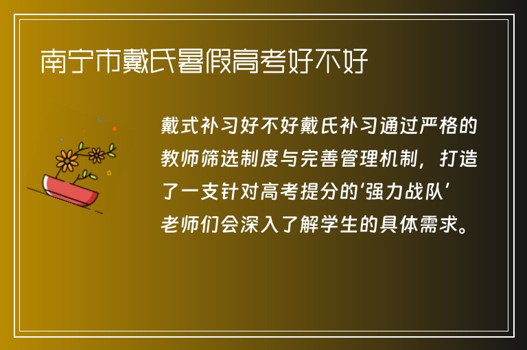 南寧市戴氏暑假高考好不好