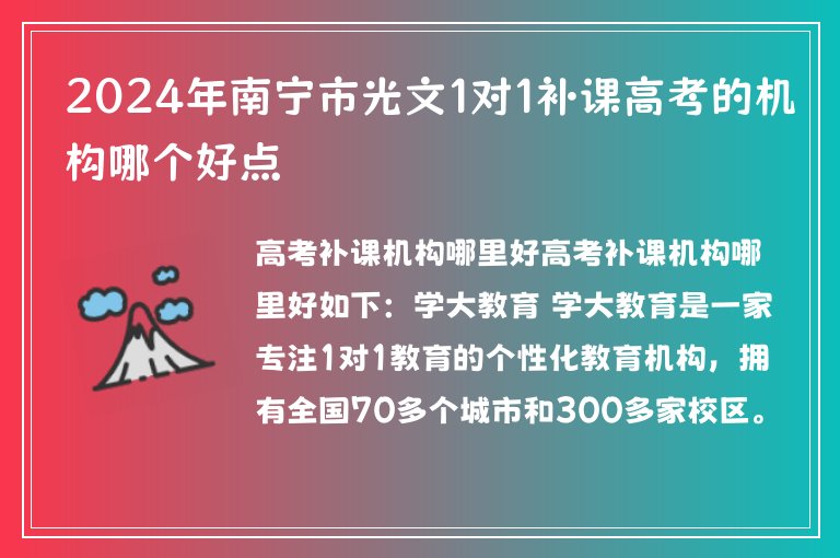 2024年南寧市光文1對1補課高考的機構(gòu)哪個好點