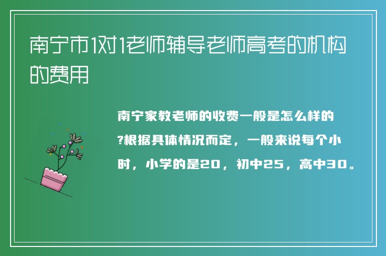 南寧市1對1老師輔導老師高考的機構的費用